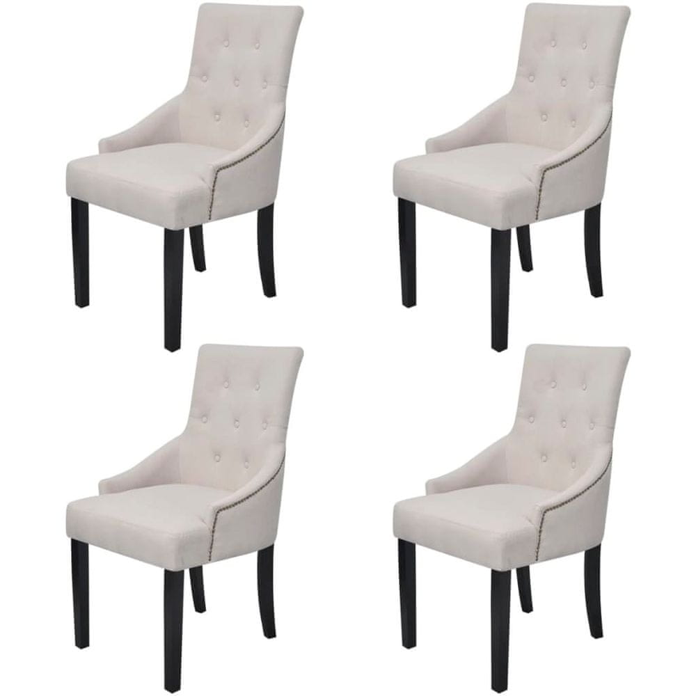 Vidaxl Jedálenské stoličky 4 ks, krémovo sivé, látka